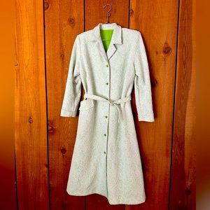 Handmade unique Retro mod lime green floral textured mid century modern pea coat